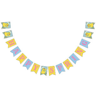 BANDEIRINHA FELIZ BANNER DE BUNTING DO PINTINHO BABY PRIMAVERA