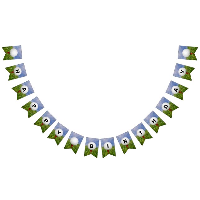 Bandeirinha Feliz bola de golfe de aniversário no campo de gra (Todos)