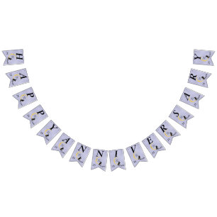 Bandeirinha Feliz Casal de aniversário das estrelas de lua cre