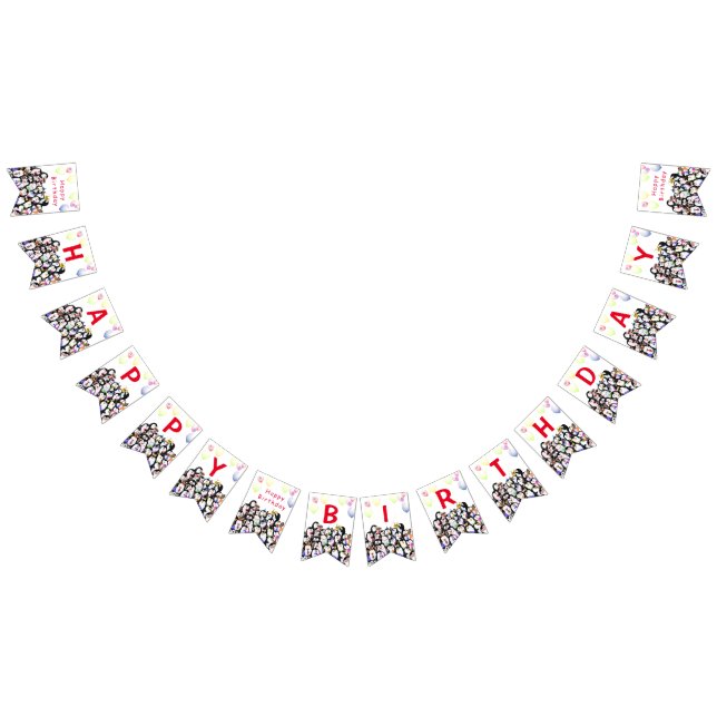 Bandeirinha Feliz Desenho Divertido do Partido dos Pinguins -  (Todos)