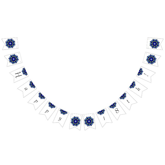 Bandeirinha Feliz dia 18! Mandala em azul escuro (Todos)