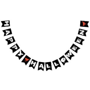 Bandeirinha Feliz Dia das Bruxas, Black White Orange Party