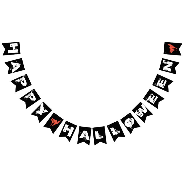 Bandeirinha Feliz Dia das Bruxas, Black White Orange Party (Todos)