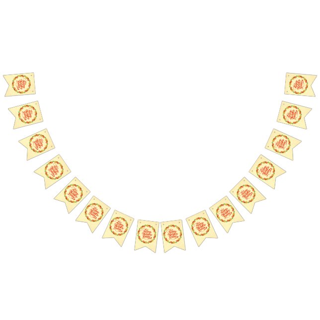 Bandeirinha Feliz Dia de Ação de Graças Dourada Vermelha (Todos)