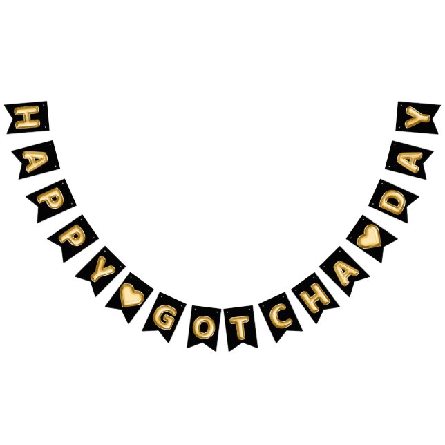 Bandeirinha Feliz Dia do Gotcha - Balões de Folha de Ouro (Todos)