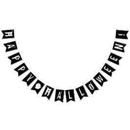 Bandeirinha Feliz Halloween Black and White Ghost