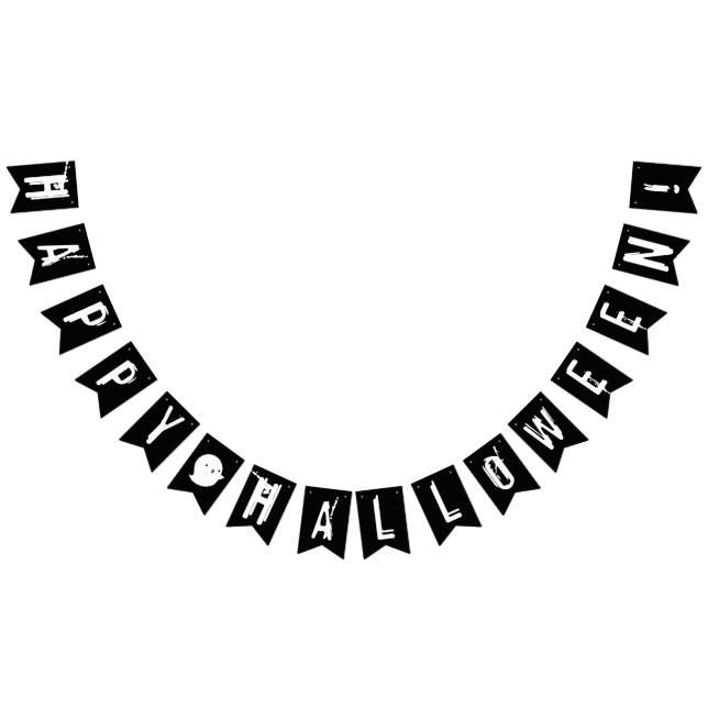 Bandeirinha Feliz Halloween Black and White Ghost (Todos)