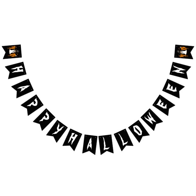 BANDEIRINHA FELIZ HALLOWEEN BOO PRETO E BRANCO (Todos)