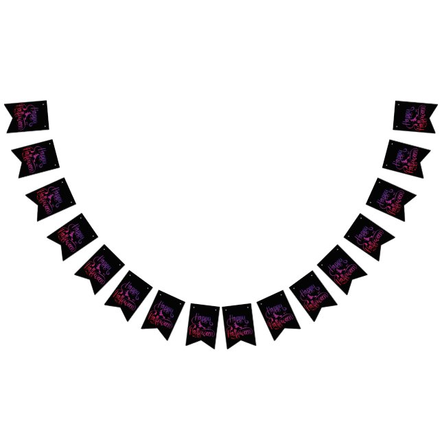 Bandeirinha Feliz Halloween gradient voando feiticeiro (Todos)