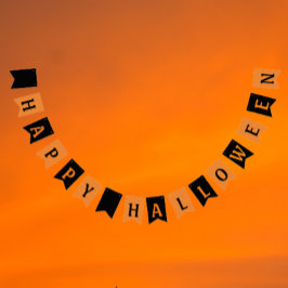 Bandeirinha Feliz Halloween Laranja e Preto
