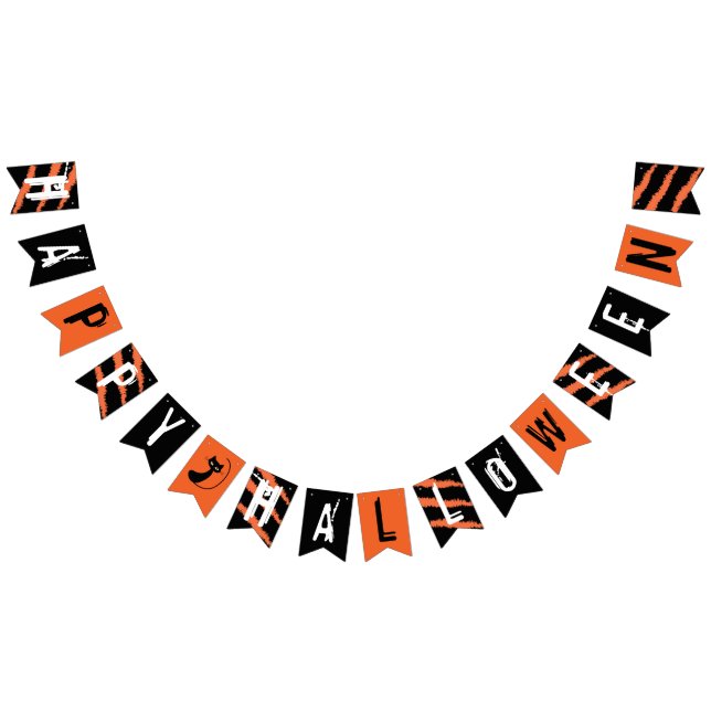 Bandeirinha Feliz Halloween - Laranja, preto, mancha branca (Todos)