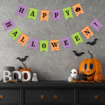 Feliz Halloween Laranja Roxo Verde Padrão