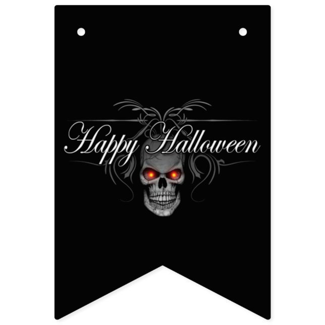 Bandeirinha Feliz Halloween Mau Skull (Primeira Bandeira)