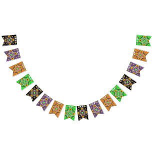 Bandeirinha Feliz Halloween Spooky Mandala Bunting Flags