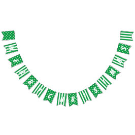 Bandeirinha Feliz Natal em Bright Green e White Pattern