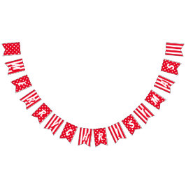 Bandeirinha Feliz Natal em vermelho brilhante e branco