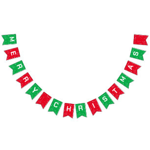 Bandeirinha Feliz Natal Engraçado Feriado Vermelho e Verde