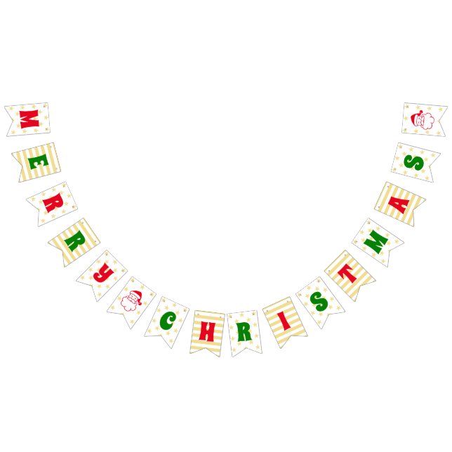 Bandeirinha Feliz Natal Faux Estrelas Douradas Papais noeis Fe (Todos)