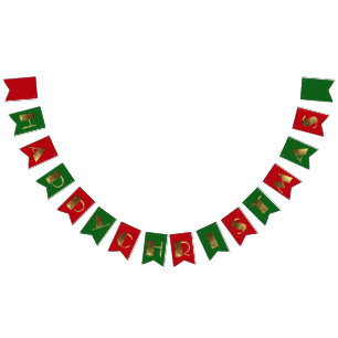 Bandeirinha Feliz Natal - Ouro Vermelho - Texto