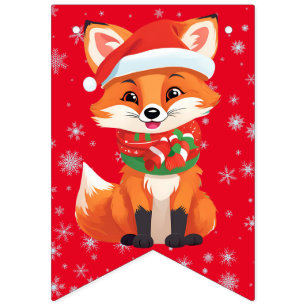 Bandeirinha Feliz Natal Papais noeis da Raposa Vermelha Férias