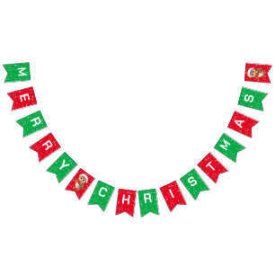 Bandeirinha Feliz Natal Papais noeis de coruja Feriado