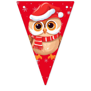 Bandeirinha Feliz Natal Papais noeis de coruja Feriado