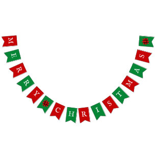 Bandeirinha Feliz Natal Vermelho e Verde e Arcos