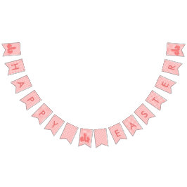 Bandeirinha Felz pascoa - Coral Gingham e Bunnis de Páscoa