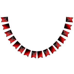 Bandeirinha Fênix branca levanta cinzas vermelhas em preto