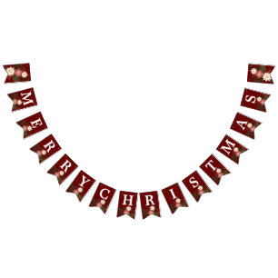 Bandeirinha Feriado Maroon Poinsettia, Elegante de Natal Feira