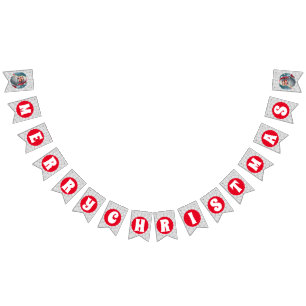 Bandeirinha Feriado Vermelho de Natal do Papai Noel 3D