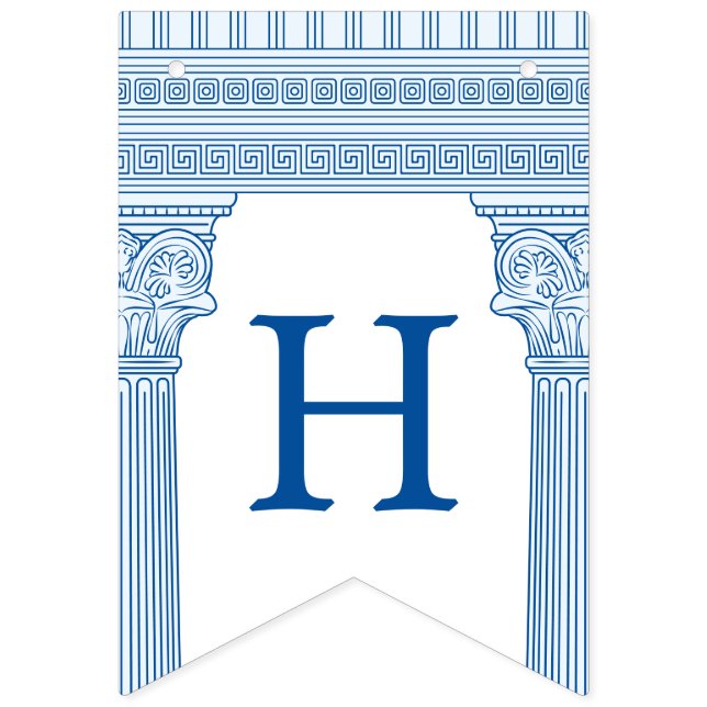 Bandeirinha Festa de 50 anos com templo grego em cor personali (Segunda Bandeira)