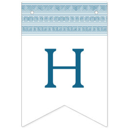 Bandeirinha Festa de aniversário Azul com Elementos Gregos