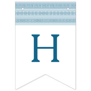 Bandeirinha Festa de aniversário Azul com Elementos Gregos