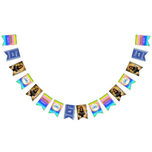 Bandeirinha Festa de aniversário com brilho do Cancer arco-íri