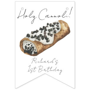 Bandeirinha Festa de Aniversário de 1 ano Watercolor Cannoli