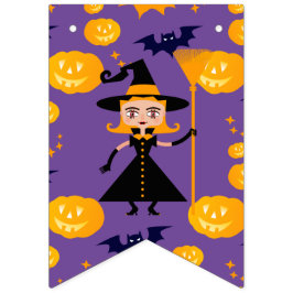 Bandeirinha Festa de aniversário de bruxa de fantasia do Hallo