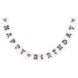 Bandeirinha Festa de aniversário de Buquê Floral do Hummingbir