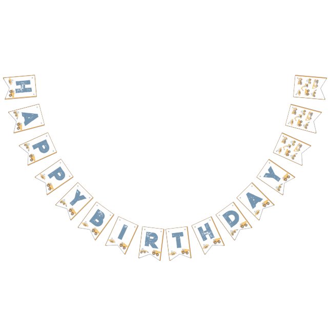 Bandeirinha Festa de aniversário de Caminhões de Construção (Todos)