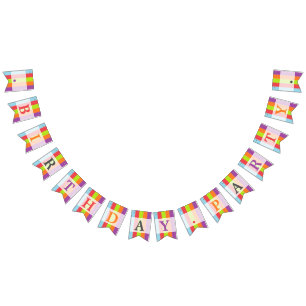 Bandeirinha Festa de aniversário de cor do Circus Vintage