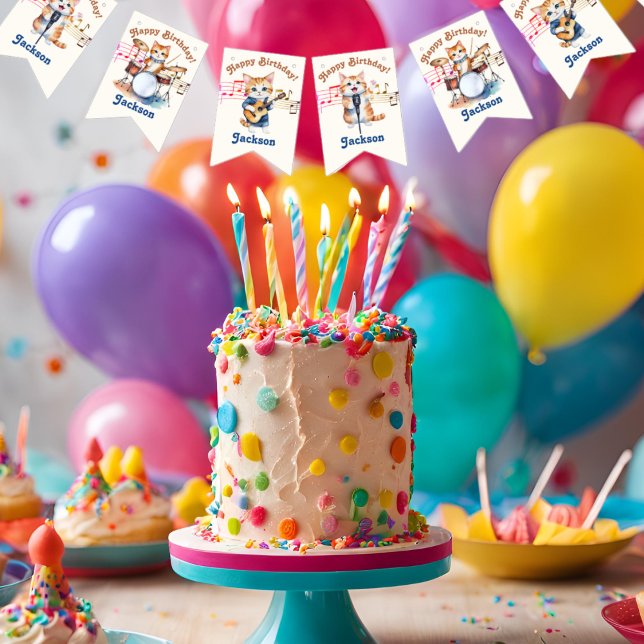 Bandeirinha Festa de Aniversário de criança de Cats Musical En (Criador carregado)