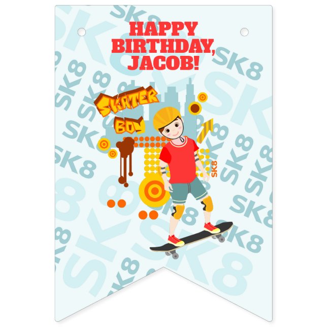 Bandeirinha Festa de aniversário de Diversão do Parque do skat (Primeira Bandeira)