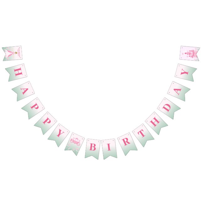 Bandeirinha Festa de aniversário de Fantasia Princesa Rosa (Todos)