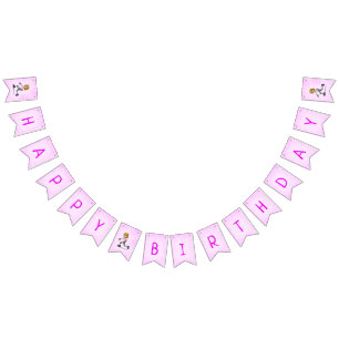Bandeirinha Festa de Aniversário de Patinação sobre Rodas Rosa