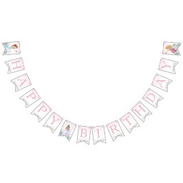 Bandeirinha Festa de aniversário de Sereia de Aquarela Whimsic