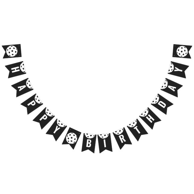 Bandeirinha Festa de aniversário de Tema Preto do Pickleball d (Todos)