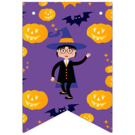 Bandeirinha Festa de aniversário do Feiticeiro do Halloween