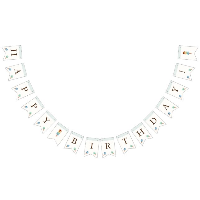 Bandeirinha Festa de aniversário do tema do sorvete (Todos)