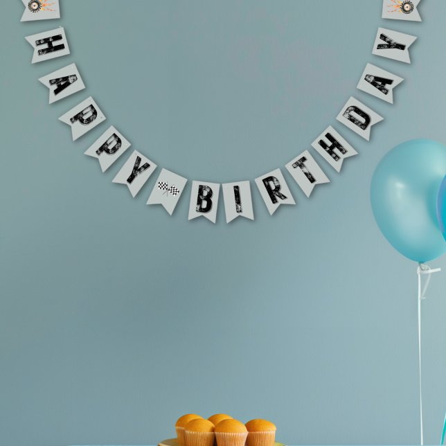 Bandeirinha Festa de aniversário dos pneus de corrida monstro (Criador carregado)