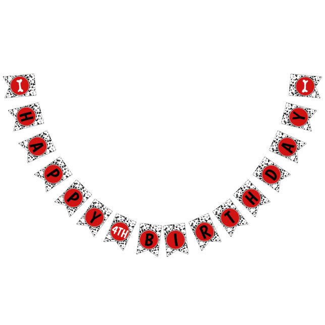 Bandeirinha Festa de Aniversário Feliz da Dalmácia Vermelha Ne (Todos)